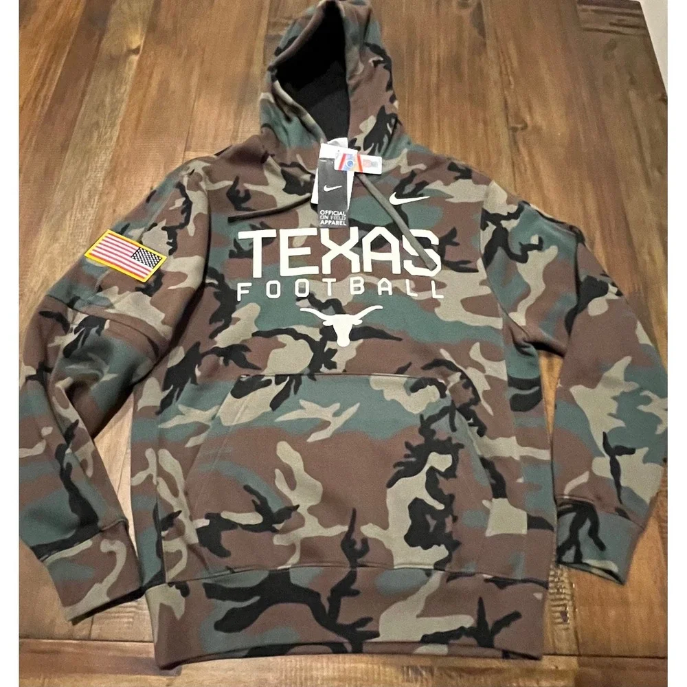 Nike Texas Football Military Appreciation Official On Field Camo Hoodie Men's Sm